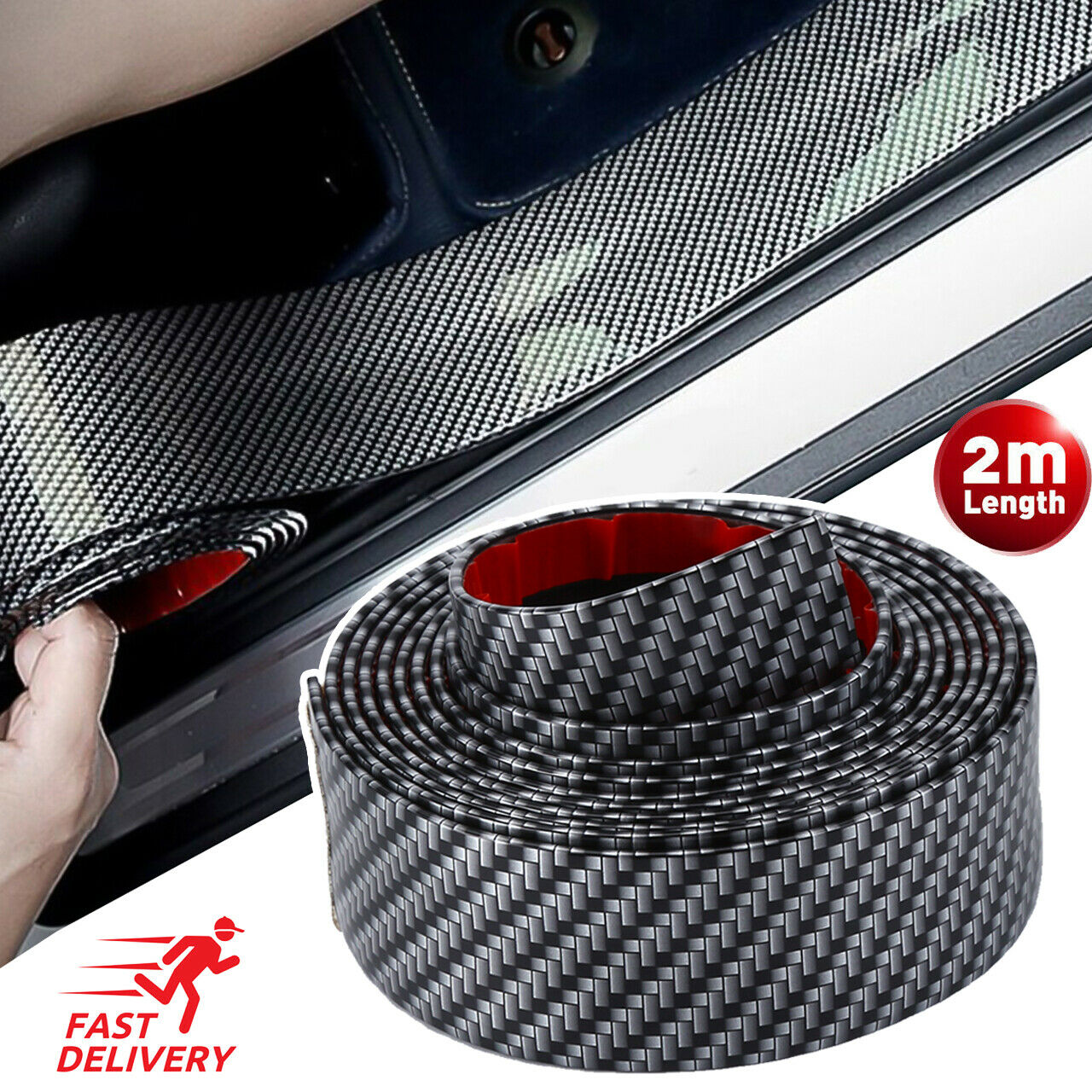 Crepe Pan Carbon - 2M Autostickers Anti-kras Instaplijsten Protector Rubberen